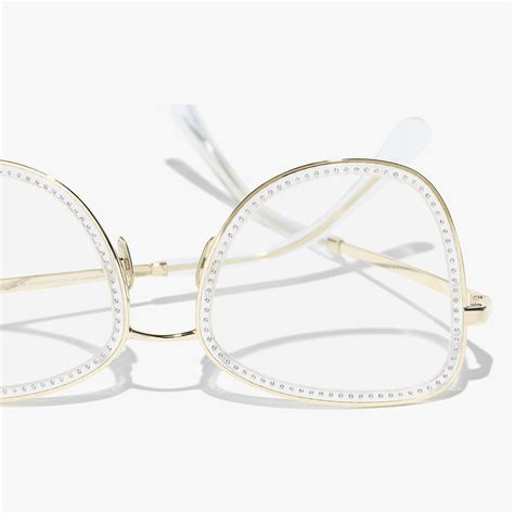 Lunettes carrées Métal & strass Doré 